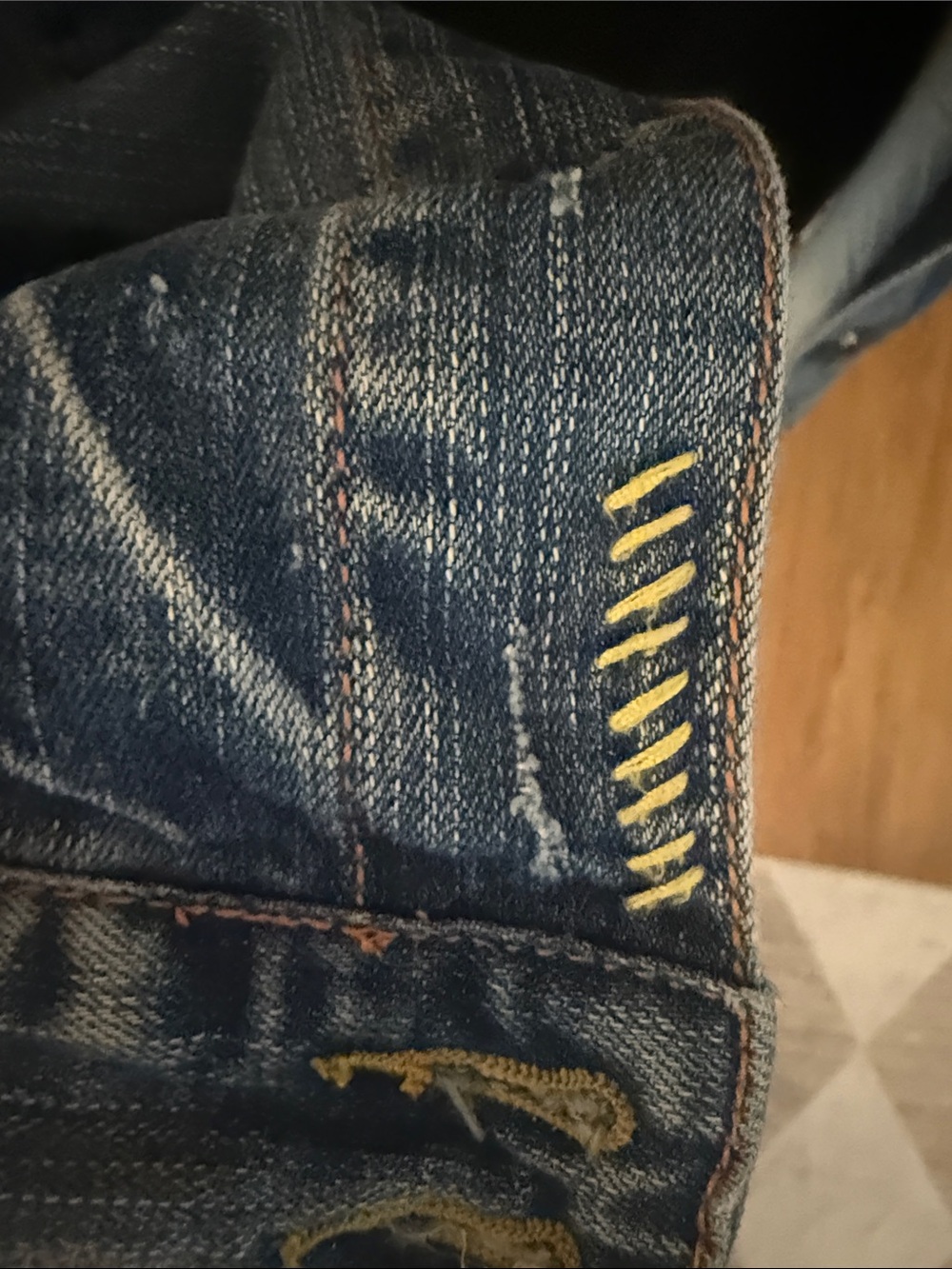 Avenue Art From the Heart Embroidered Light Wash Denim Distressed Jean Jacket - Picture 11 of 12